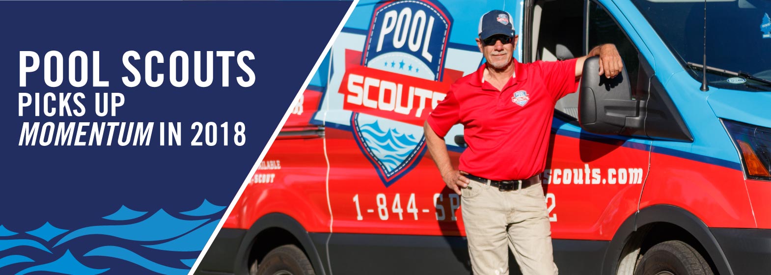 Pool Scouts technician leaning against a Pool Scouts van and smiling